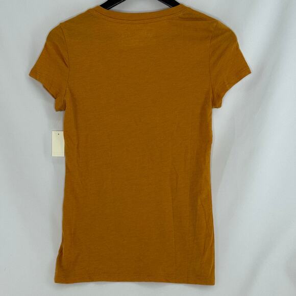 Aeropostale NYC Embroidered T-Shirt Womens Med Mustard Yellow Classic Crew Fall - Picture 2 of 4